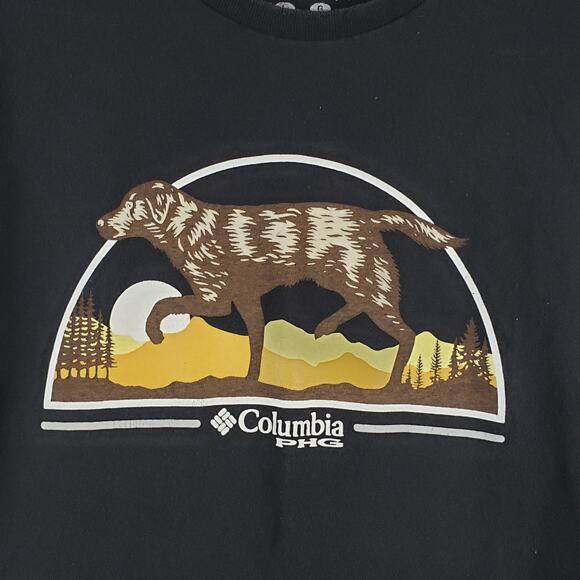 Columbia Men's L Hunting Dog Graphic Tee‎ Shirt Chocolate Lab Pointer Outdoorsy - Picture 2 of 6